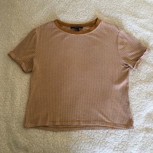 Yellow and White striped causal crop tee